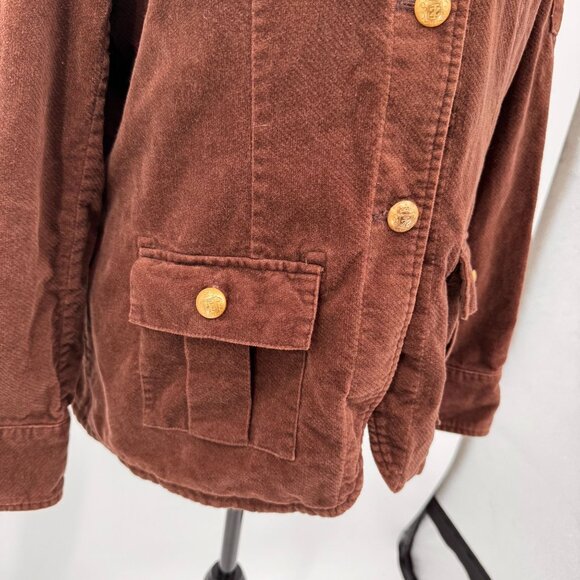 Vintage Izod Womens Military Utility Jacket XL Cotton Brown Button Flap Pockets - Picture 4 of 8